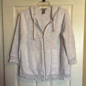 Multiples women’s white ful zip hoodie sweater size medium